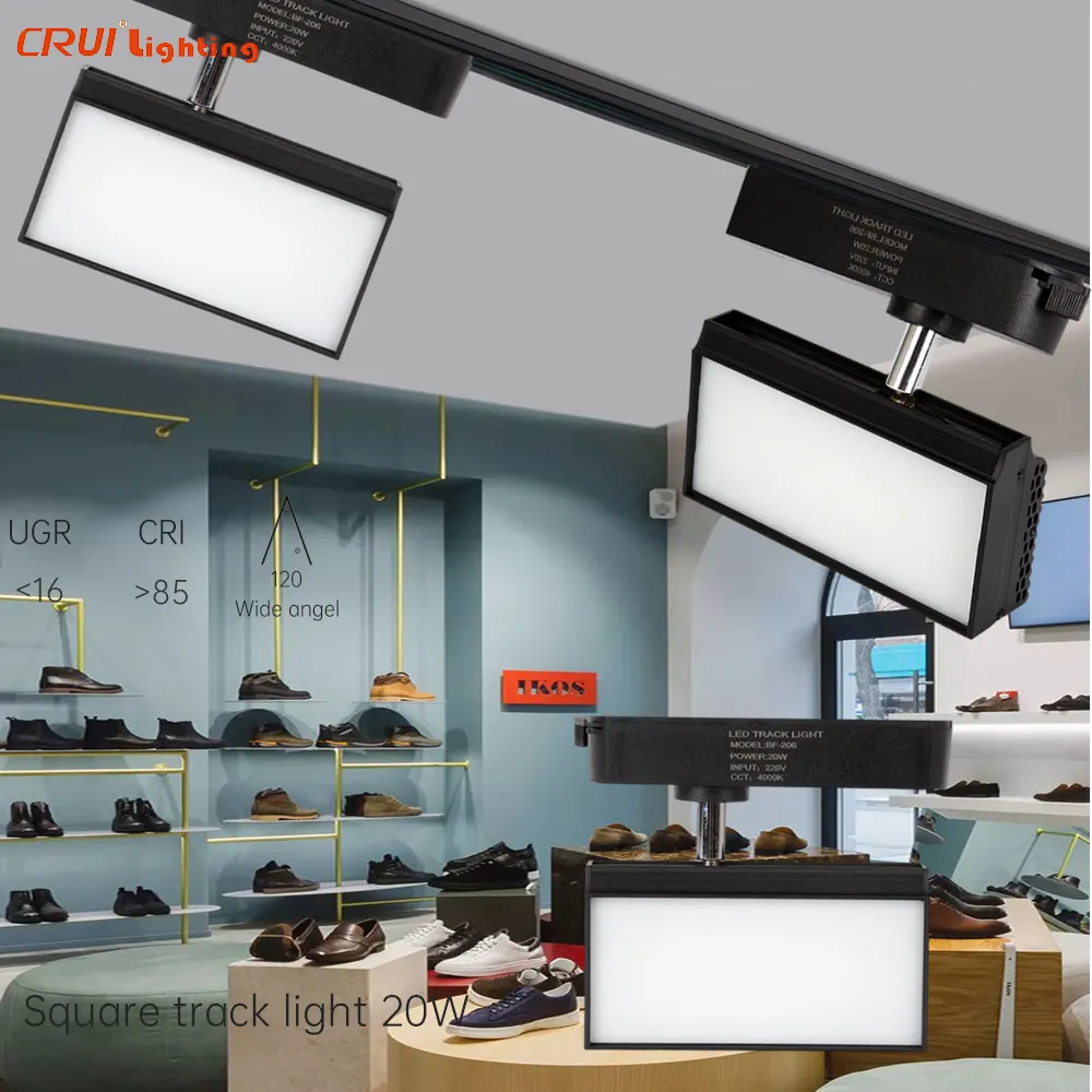 Di alta qualità 2 fili/3 fili di alluminio pista luce 20W binario sistema di illuminazione del soffitto per il centro commerciale
