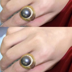 Porte-bague vide en argent S925 10550DIY avec support pour bijoux rond de 10 à 13 mm pour femmes, accessoires de maquillage avec perles - Product Image 4
