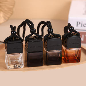 8ML Square Transparent Black Car Perfume <b>Diffuser</b> <b>Bottle</b> With Black Metal Screw Cap - Product Image 3