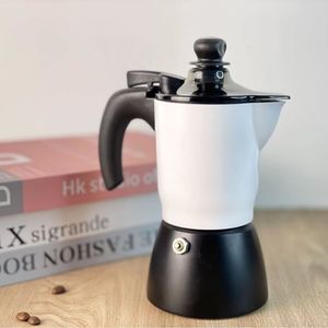 Machine à café expresso italienne minimaliste à double valve pour cappuccino et moka, avec fonction mousse de lait - Product Image 1