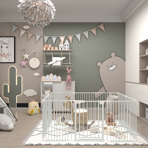 Recinto di Sicurezza Extra Largo da 70 a 505 cm per Animali Domestici con Cancello Auto-Chiudibile, Doppio Sistema di Bloccaggio, Pieghevole a 8 Pannelli in Ferro Ecologico - Product Image 2