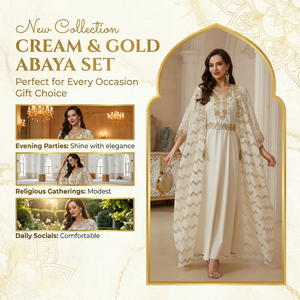 ชุดอาบายะแบบเปิดสองชิ้น ดีไซน์หรูหราสำหรับผู้หญิง แขนเสื้อคิโมโน เหมาะสำหรับงานเฉลิมฉลอง สไตล์เรียบร้อย รับผลิตแบบ OEM - Product Image 4