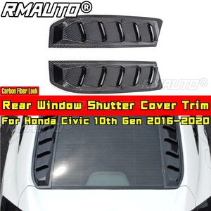 For Honda Civic 10th Gen 2016-2020 Body Kit Rear <b>Window</b> Rear <b>Window</b> Shutter <b>Cover</b> Trim Glossy Black Sport Style Car Accessories - Product Image 2