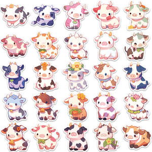 Lot de 50 autocollants mignons en forme de vache, autocollants en vinyle Kawaii pour <span class=keywords><strong>ordinateur</strong></span> <span class=keywords><strong>portable</strong></span>, bouteille d'eau, scrapbooking et décoration DIY - Product Image 5