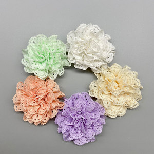 Flor de tela de encaje de 6.5 cm tejida a mano para accesorios para el cabello, ropa, zapatos, sombreros, decoraciones DIY - Product Image 1