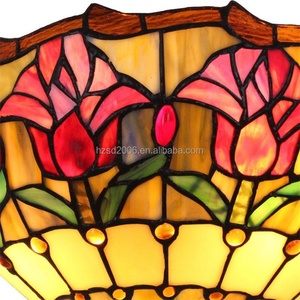 Lampe murale de style Tiffany de 12 pouces, design tulipe, source de lumière LED, pour chambre à coucher, salle à manger, petites tailles - Product Image 4