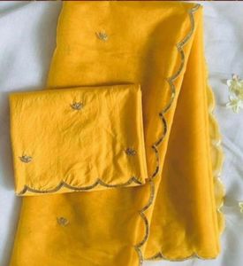Sari en organza de haute qualité avec chemisier en Chanderi, tenue ethnique pour femme, sari léger de créateur pour mariage, festival, soirée - Product Image 2