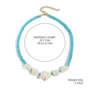 Bijoux turquoise Colliers ras du cou en argent et perles Collier pliable Boho - Product Image 3