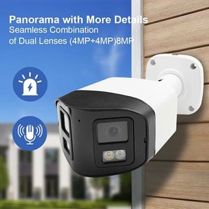 H.265 Hik Compatible 2K 4MP 180 grados panorámico doble lente ColorVu <span class=keywords><strong>IP</strong></span> PoE cámara de seguridad Full Metal al aire libre CCTV Bullet Cámara - Product Image 6