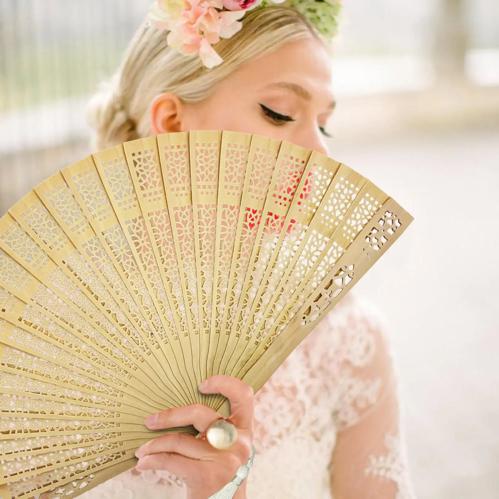 High Quality Wooden Hand Fans Wooden Style Fan With A Tassel Hollow-Out Hand Held Fan With Best Prices
