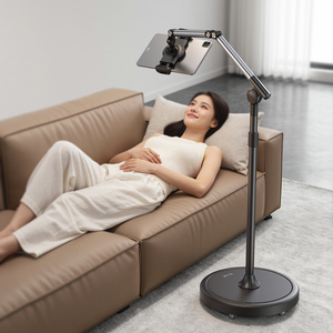 Nouvelle arrivée : support de tablette sur roulettes avec base lourde de 4,3 kg, rotation à 360°, support réglable en hauteur pour iPad jusqu'à 16 pouces - Product Image 5