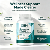 Capsules végétales de Gymnema Sylvestre Marque Blanche 75% Acide Gymnémique 500mg 120 Capsules Vrac Service OEM ODM