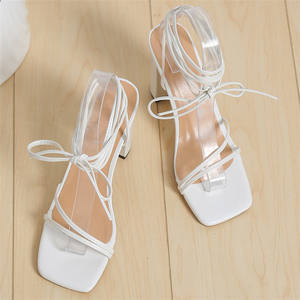 <span class=keywords><strong>Sandalias</strong></span> de Tacón Alto para Mujer, Talla Grande, Diseño Sexy <span class=keywords><strong>con</strong></span> Punta Cuadrada y <span class=keywords><strong>Tiras</strong></span> <span class=keywords><strong>Cruzadas</strong></span>, Plantilla de PU, Diseño de Punta Abierta para Uso en Exteriores en Invierno - Product Image 4