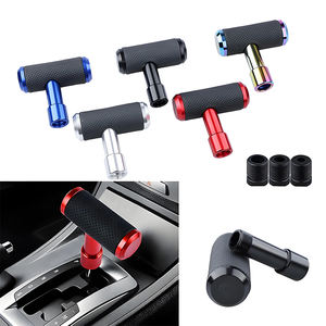 Pommeau de levier de vitesse universel en alliage d'aluminium et en cuir, doté d'un design unique de style avion-Accessoires de voiture à transmission manuelle - Product Image 2