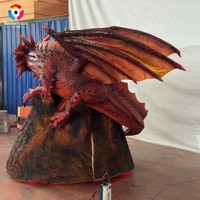 Dragon préhistorique animatronique personnalisé sur volcan, taille réelle, pour rôle de film, dinosaure animatronique pour exposition extérieure en parc à thème