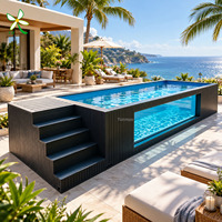 Piscine hors sol en fibre de verre avec jets d'hydrothérapie minimalistes, jacuzzi extérieur, style hôtel de luxe, installation facile.