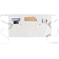 Delantal de Trabajo Corto Unisex de Cinco Bolsillos, Delantal Resistente de Polialgodón para Restaurante, Barista, Servicio de Catering, Personal de Hotel