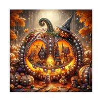 Kit de Peinture Diamant DIY Lumineux Citrouille Halloween, Décoration Murale Maison, Vente Directe Usine, Dropshipping