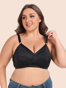 Của phụ nữ cộng với Kích thước mô hình rắn đồ lót mềm bảo hiểm đầy đủ không dây độn áo ngực với dây đai điều chỉnh - Product Image 6