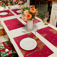 Sets de table réutilisables en feuille d'or écologiques modernes pour Noël, serviettes transfrontalières, décorations de table à manger, isolation thermique en plastique