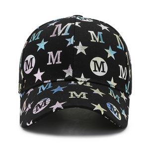 Women's Baseball Cap Spring Autumn Canvas Sun Protection Hat With M Letter And Stars Pattern Fashionable Street Style - Product Image 2