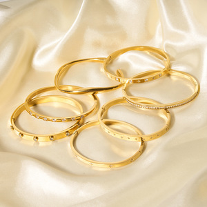 Không xỉn màu PVD mạ Vàng đồ trang sức dát với Cubic Zirconia Bangles thép không gỉ đơn giản <span class=keywords><strong>Bangle</strong></span> Vòng đeo tay - Product Image 5