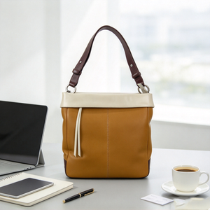 Color Block <b>Leather</b> Women Shoulder Bag Tassel Decor Adjustable Shoulder Strap <b>Large</b> Capacity Ladies Shoulder Bag - Product Image 1