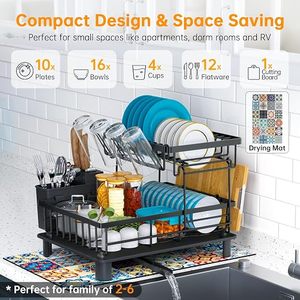 Égouttoir à vaisselle à 2 niveaux en gros pour la maison avec égouttoir et support de rangement pour la cuisine - Product Image 5