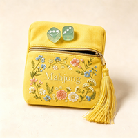 Pochette à dés brodée personnalisée avec fermeture éclair et pompon, plusieurs options de couleurs, logo personnalisé, rangement pour dés de jeu de mahjong et de table