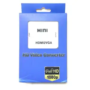 Convertisseur de signal numérique HD à VGA, mini boîte blanche avec alimentation audio, convient pour ordinateur au projecteur