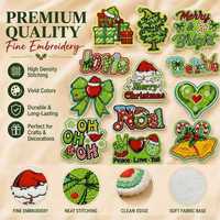 En gros, en stock, appliques brodées mignonnes pour vêtements, thèmes Noël, Arbre de Noël, Père Noël, à thermocoller ou à coudre