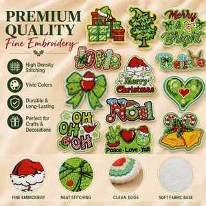 Parches de Aplique Termoadhesivos y Cosidos para Ropa, con Diseños Lindos de Navidad, Árbol de Navidad, Santa Claus, Bordados, en Stock, Venta al por Mayor - Product Image 5