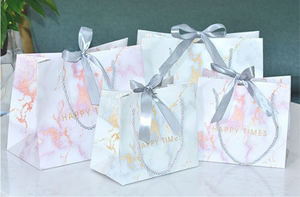 Подарочная сумка в скандинавском стиле, розовая мраморная Золотая свадебная сумка для конфет с ручным подарком, Подарочная сумка для возврата, сумка для упаковки одежды - Product Image 6