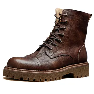 Offre Spéciale style vintage britannique bottes pour hommes décontracté en cuir véritable classiy 7 trous bottes pour hommes