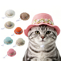 Sombrero de Paja Bordado para Mascotas, Perros y Gatos, Protección Solar para Verano, Gorra Transpirable para Mascotas