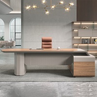 Ensemble de bureau de direction de luxe pour PDG, table d'ordinateur extensible moderne en bois, mobilier de bureau de marque ML, garantie de 6 ans