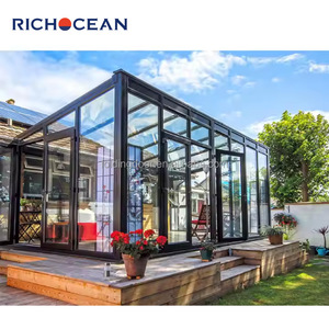 Véranda en aluminium et verre RICHOCEAN avec portes coulissantes pour extension de maison, solarium préfabriqué extérieur, jardin d'hiver - Product Image 4