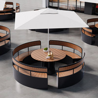 Ensemble table et chaises en bois composite pour extérieur, résistant à l'eau et au soleil, idéal pour cour, terrasse, parc et loisirs