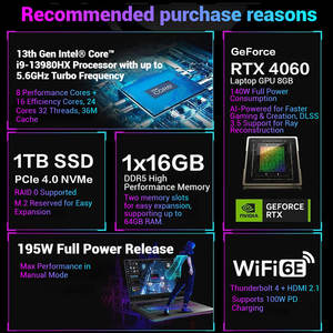 Ordinateur Portable de Jeu ROG Strix G16 13e Génération Intel Core i9 4GHz 32Go 2To SSD 16 Pouces QHD+ 240Hz Clavier Anglais Double Carte Graphique Dédicacée Windows 11 Famille - Product Image 2