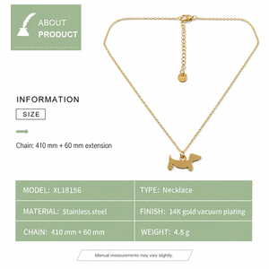 Dachshund Dog Pendant Necklace Stainless Steel 14K <b>Gold</b> Vacuum Plated Adjustable Chain <b>Gold</b> and Silver Tone - Product Image 4