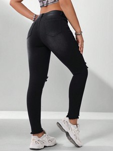 Nouveau Jean Femme 2026 – Pantalon Noir Élastique Simple Effet Patte de Chat Polyvalent Coupe Slim Droite - Product Image 4