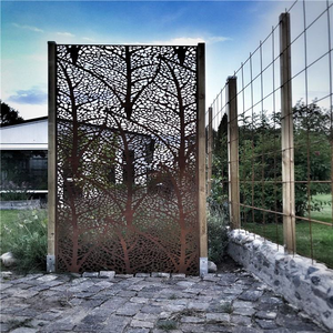 Poteau de clôture moderne en acier Corten écologique avec panneaux en bois traité sous pression et service de modélisation 3D pour la conception de clôtures de jardin - Product Image 5