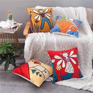 Innermor personalizado gato africano mujeres Floral bordado abstracto patrón geométrico lona <span class=keywords><strong>de</strong></span> algodón uso doméstico Cojín cuadrado nuevo - Product Image 2