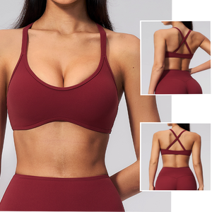 Reggiseno Sportivo YIYI da Donna Push-Up Senza Maniche, Supporto Medio, Spalline Incrociate, Scollo a V Frontale, Top Fitness per Yoga - Product Image 1