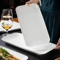 Assiette rectangulaire en céramique blanche pure, vaisselle d'hôtel, ambiance artistique, assiette pour faire sauter les aliments frits, Chine