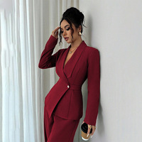 Fabricants de robes pour femmes, costume élégant minimaliste pour femmes, blazer à manches longues, pantalon droit, ensemble deux pièces