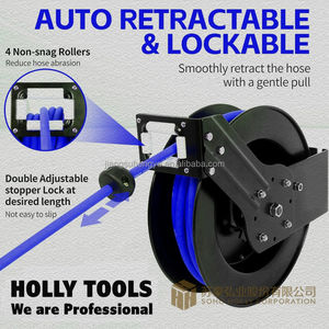 Enrouleur de tuyau d'air 15 <span class=keywords><strong>M</strong></span> rétractable automatiquement 3/8 "pouces X <span class=keywords><strong>50</strong></span> 'pied Max 300PSI le plus long jamais hybride polymère tuyau industriel cadre en acier bobine - Product Image 2