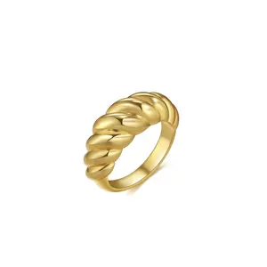 Simple Gold Plated Wedding Rings Without Diamond Round Finger Ring