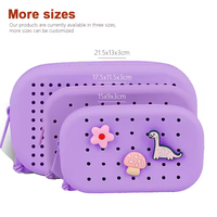 Petit porte-monnaie ovale en silicone à la mode nouveau sac cosmétique décoratif bricolage avec fermeture à glissière et trou décoratif