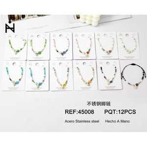 Cavigliera con Conchiglia e Fiore in Acciaio Inossidabile, Fatta a Mano, Set da 12 Pezzi, Gioielli alla Moda - Product Image 1